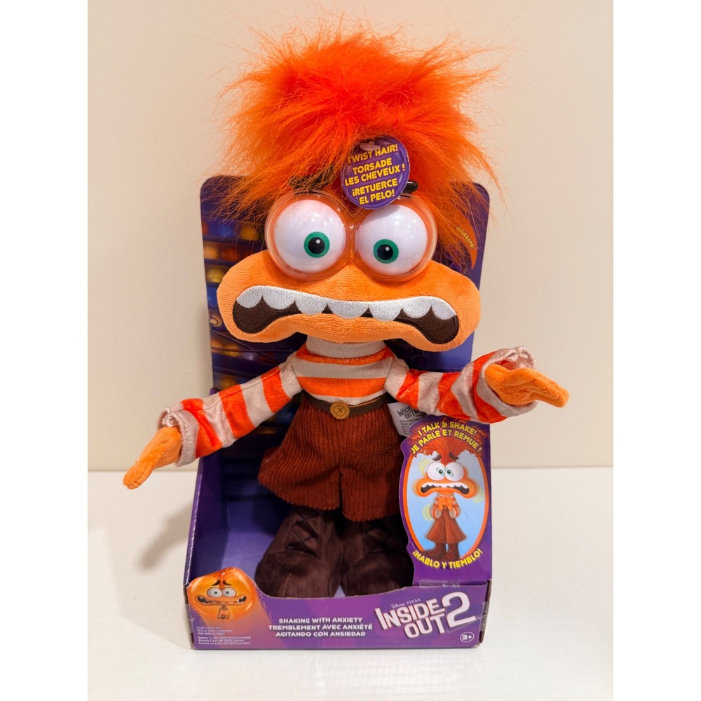 Disney Pixar Inside Out 2 Anxiety Shaking Plush Toy Talk & Shake Feature Orange